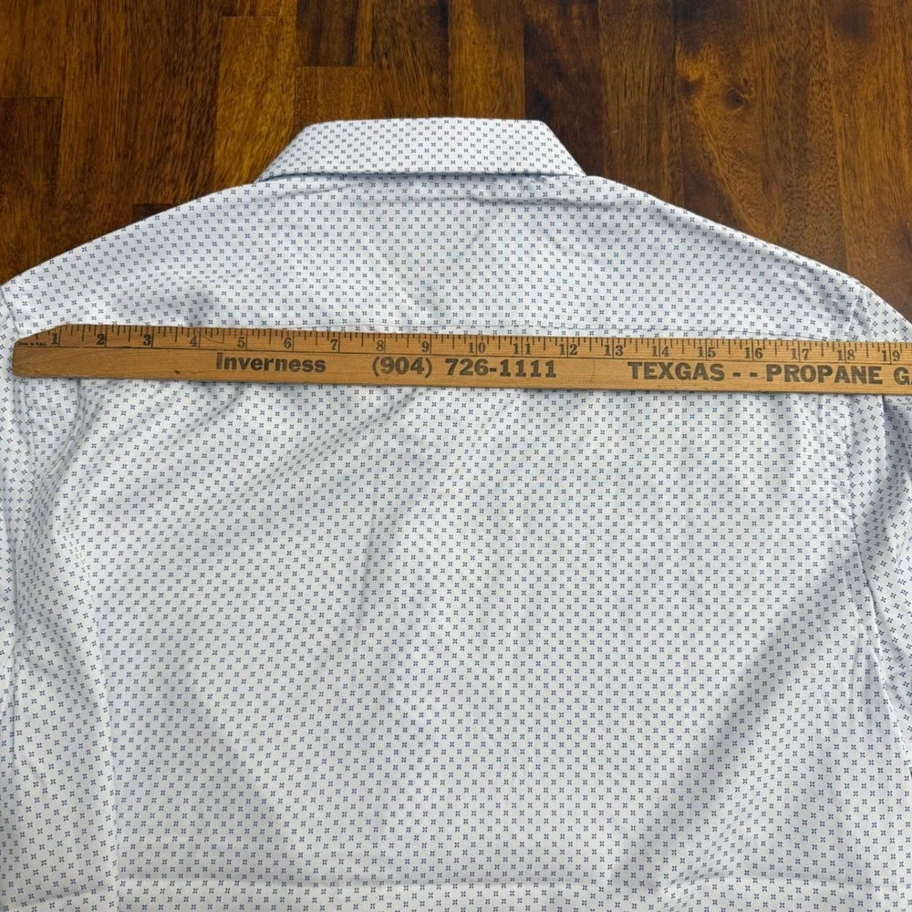 Nautica Mens‎ Slim Fit Performance Dress Shirt Blue Geo Print Long Sleeve Size L